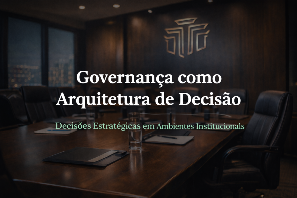 Ambiente institucional representando governança como arquitetura de decisão estratégica