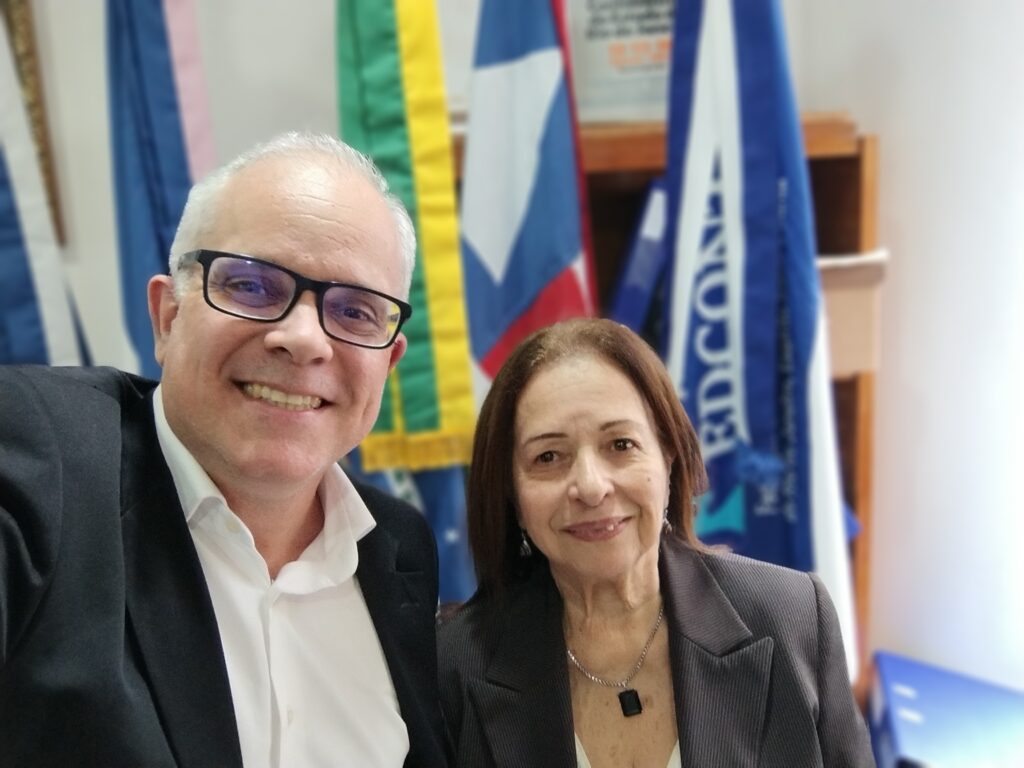 Fernando de Castro Martins e Lygia Sampaio durante visita institucional à FEDECONT RJ/ES/BA